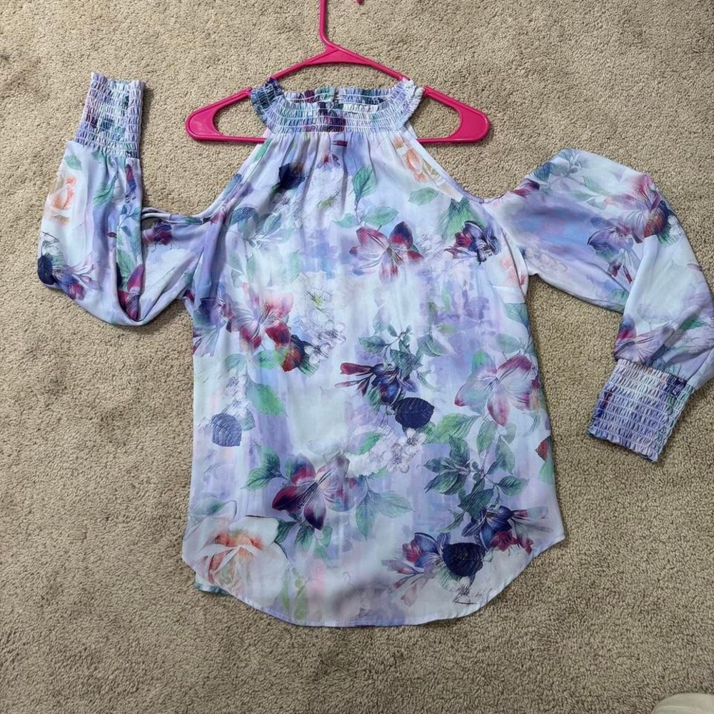 Torrid‎ floral cold shoulder blouse 0X flowy feminine vacation neck Boho date